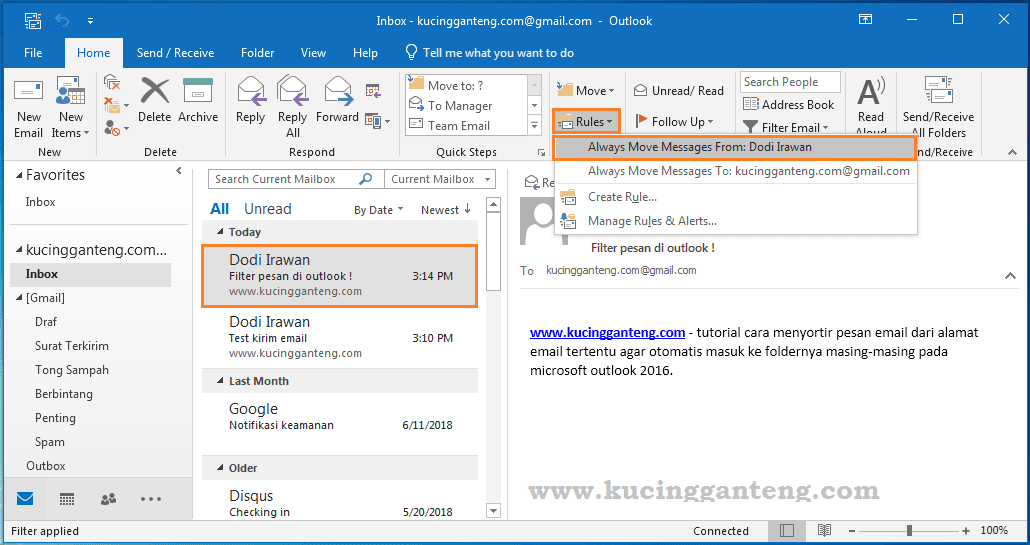 Cara Membuat Email Masuk Otomatis Ke Folder Di Outlook 2016