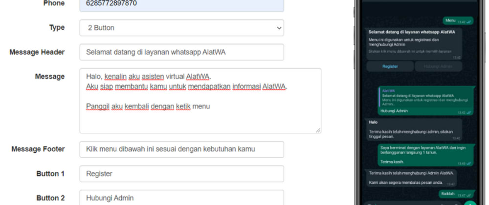 Cara mengirim pesan whatsapp yang berisi Tombol via API dengan PHP cURL