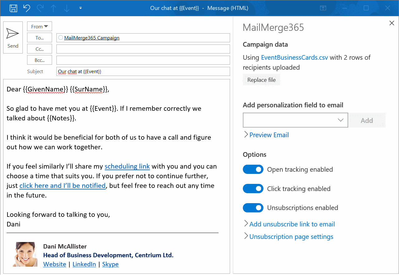Mail Merge for Microsoft 365, Office and Outlook with Tracking – Send