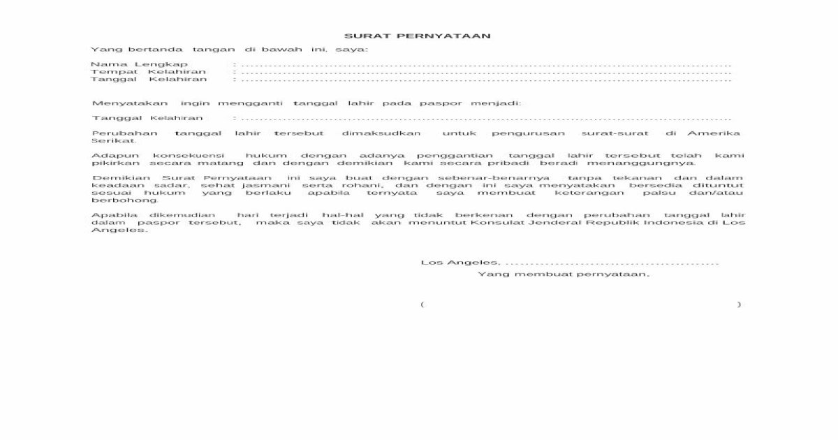 SURAT PERNYATAAN - indonesianconsulatela.org ยท Demikian Surat